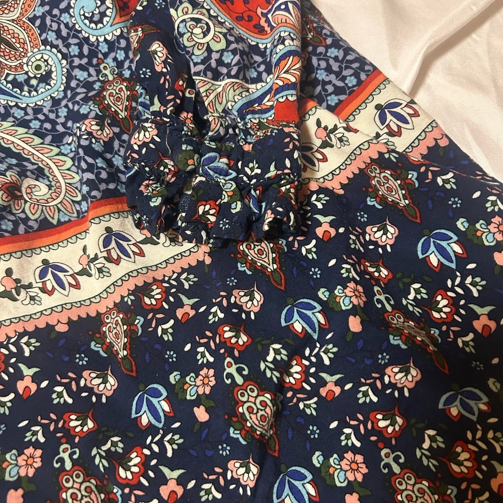 Umgee Size Small Long Sleeve Dress Blue Bohemian Hippie - Picture 7 of 10